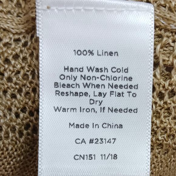 Talbots Plus Petite SZ 2Xp 100% Linen Open Front Cardigan Golden Tan CN151 NWT - Picture 7 of 7